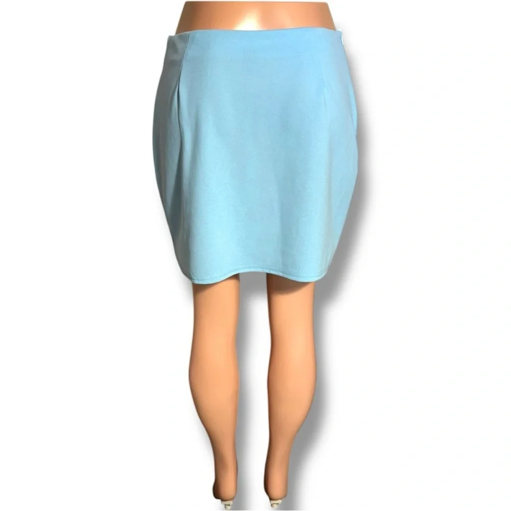 SHEIN Light Blue A-line Pencil Bodycon High Waisted Mini Skirt with Slit